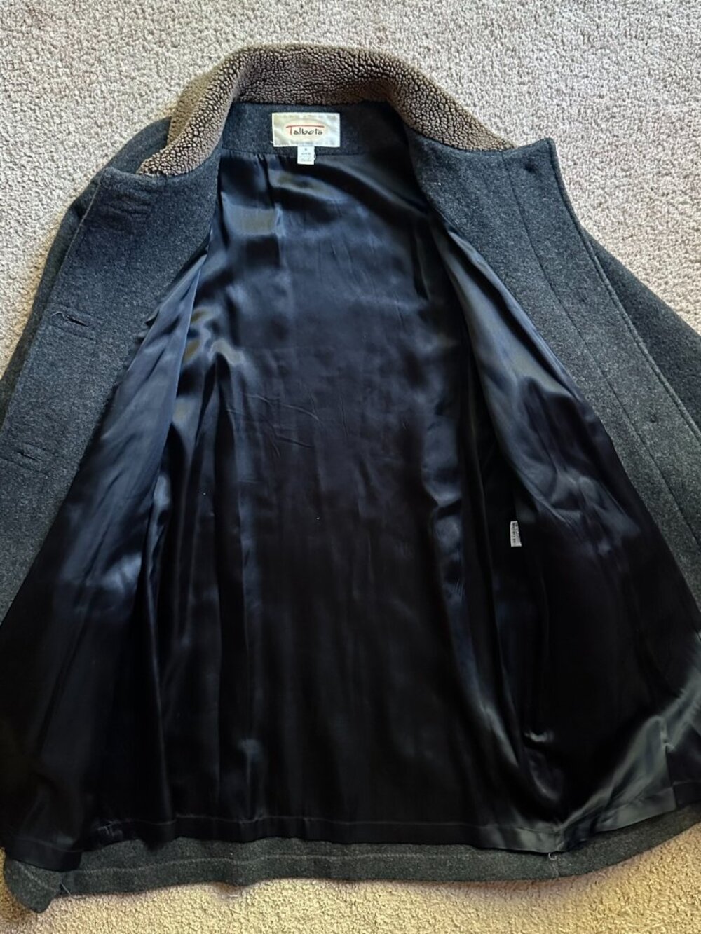 Talbots Jacket Womens Medium Button Close 100% Wool Grey Pockets Overcoat - Picture 3 of 14